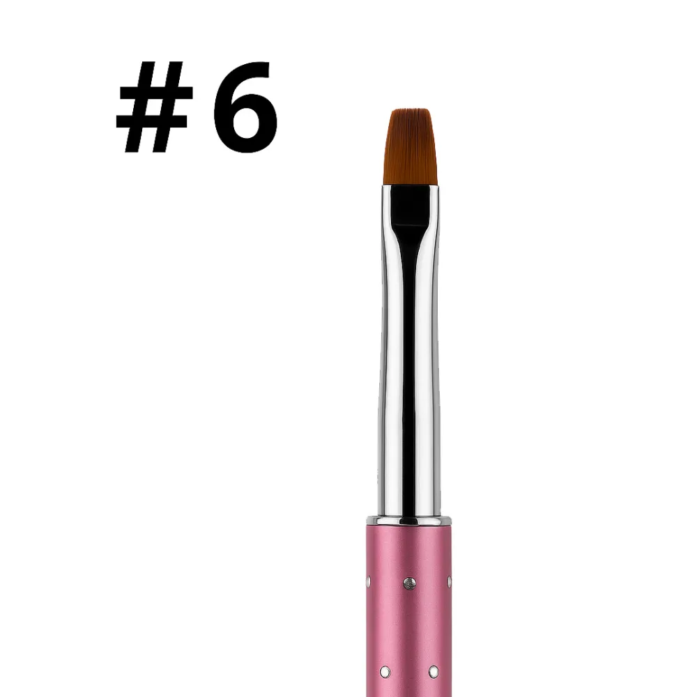 Pędzelek do żelu składany z cyrkoniami #6 – różowy | NILO Perfect Nails